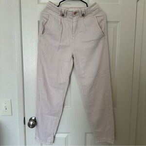 Anthropologie Cream Off-White Pleated Tapered Pants Women’s Size 25 Tencel Soft